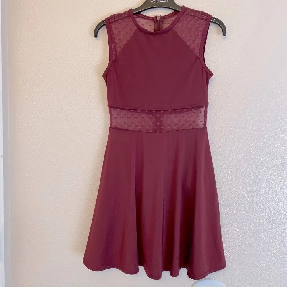 Weissman Balera Dance costume burgundy red Point D'Esprit Day Dress D11099 SA